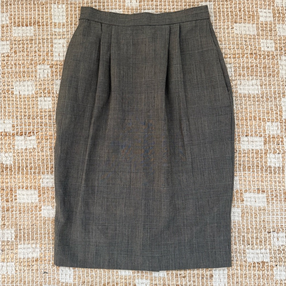 Classic Brown/Grey Women's wool plaid Skirt